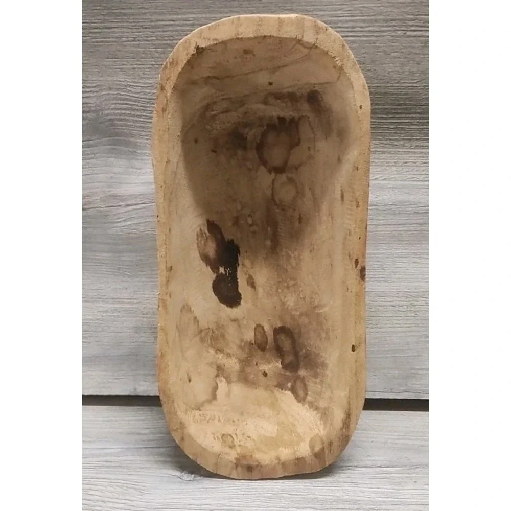Wooden Bowl for Decor, Trinkets Natural Shape Solid Wood Carved Bowl B5